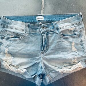 Sneak Peek Mid-rise Distressed Cuffed Denim Shorts Size Small